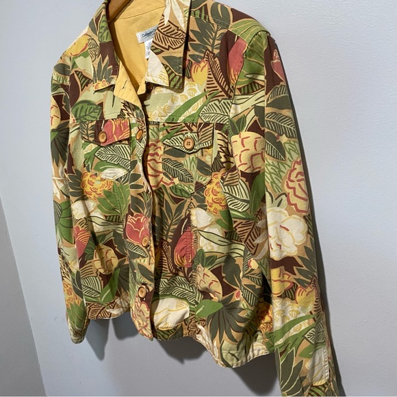 Coldwater Creek Tropical Button Down Jean Jacket Size L - Picture 7 of 13